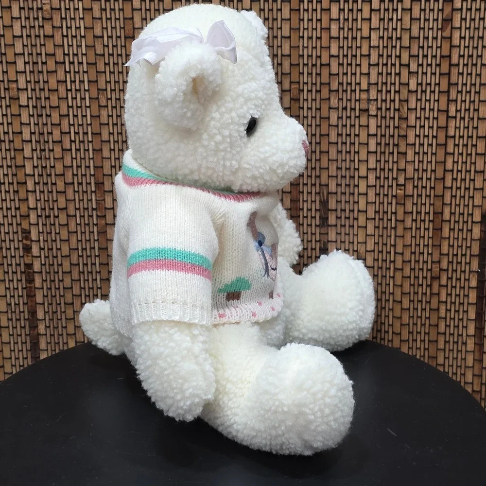 Vintage Popcorn Sherpa Teddy Bear Goose Sweater 1988 Summit Collection White 10